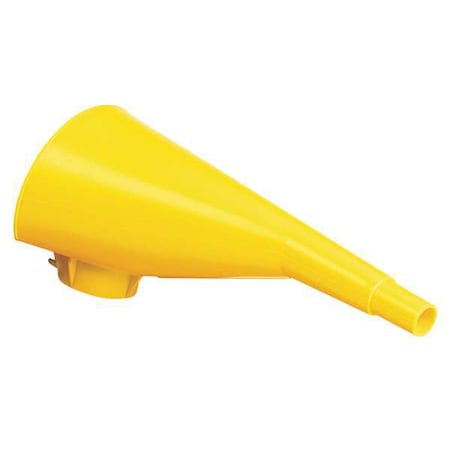 Funnel, 9 In Lg, 1 1/8 In Spout Outside Dia., Polyethylene, Yellow