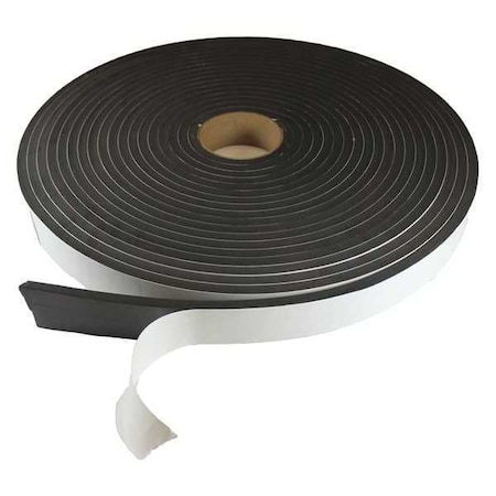Foam Strip, Water-Resistant Closed Cell, 5/8 In W, 50 Ft L, 1/8 In Thick, Black