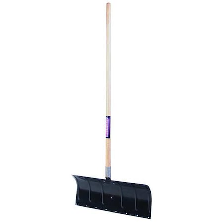 Snow Shovel, 48 In Wood Straight Handle, Aluminum Blade Material, 24 In Blade Width