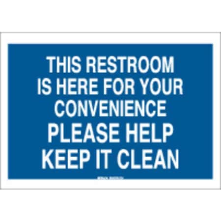 Restroom Sign, 10 In Height, 14 In Width, Polyester, Rectangle, English