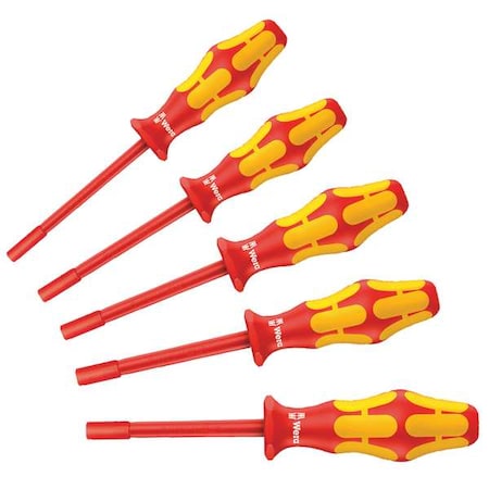 Nut Driver Set,5 Pieces,SAE,Hollow,Ins