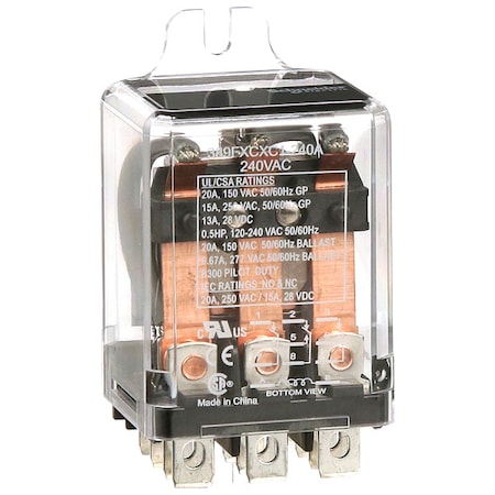 Enclosed Power Relay, Surface (Side Flange) Mounted, 3PDT, 240V AC, 11 Pins, 3 Poles