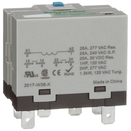 Enclosed Power Relay, Socket Mounted, DPST-NO, 12V DC, 6 Pins, 2 Poles