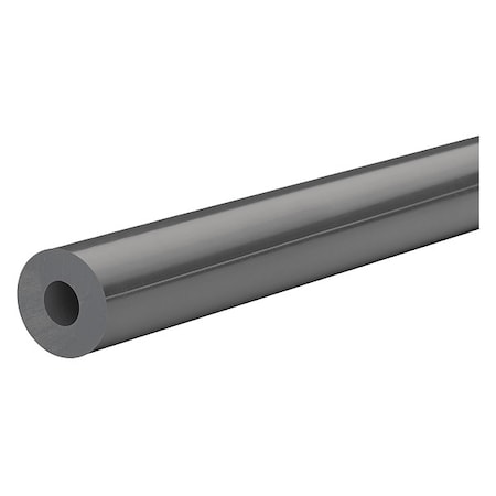 Gray PVC Type 1 Tube Stock 1 Ft L, 1/4 In Inside Dia, 5/8 In Outside Dia