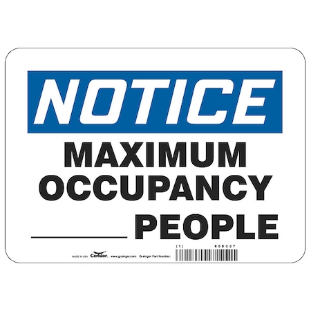 Write-On Maximum Occupancy Sign, 14 W X 10 H, English, Polystyrene
