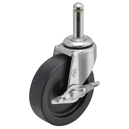 2 X 13/16 Non-Marking Polyolefin Swivel Caster, Side Brake, Loads Up To 90 Lb