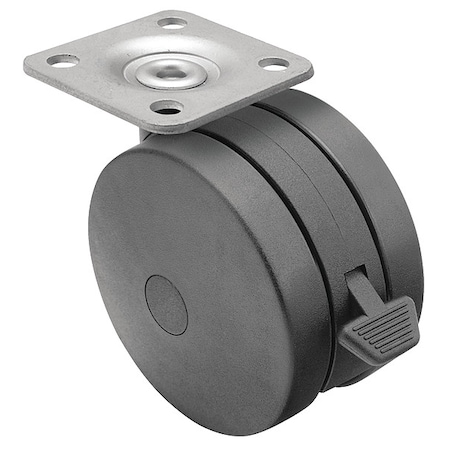 125mm Non-Marking Nylon Swivel Caster, Side Brake, Loads Up To 225 Lb