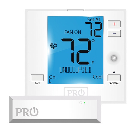 Wireless Low Voltage Thermostat, 0 Programs, 2 Heat Pump Or 1 Conventional H 1 C, Hardwired/Battery