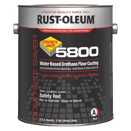 1 Gal Floor Coating, Gloss Finish, Safety Red, Water Base