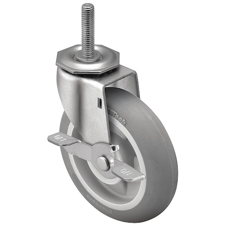 5 X 15/16 Non-Marking Monotech (Donut) Swivel Caster, Tread Lock Brake, Loads Up To 160 Lb