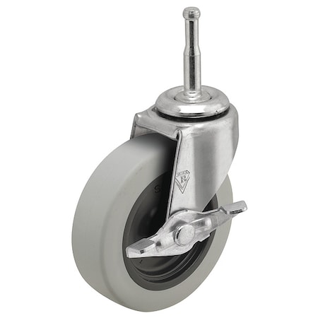 2 X 13/16 Non-Marking Rubber Thermoplastic Swivel Caster, Side Brake, Loads Up To 80 Lb