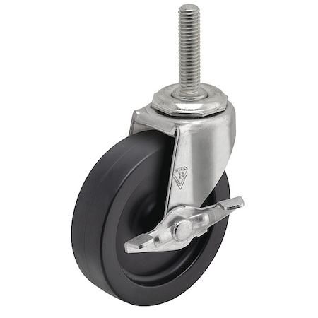 3 X 13/16 Non-Marking Polyolefin Swivel Caster, Side Brake, Loads Up To 120 Lb