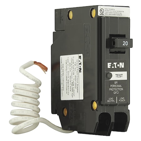 Circuit Breaker, 20 A, 120/240V AC, 1 Pole, Plug In Mounting Style, BR Series