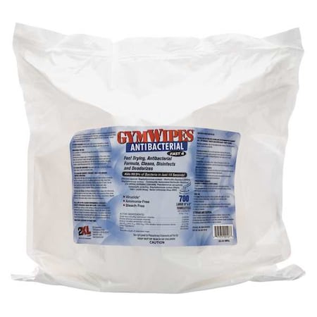 Antibacterial Gym Wipes, Bag, Unscented, White