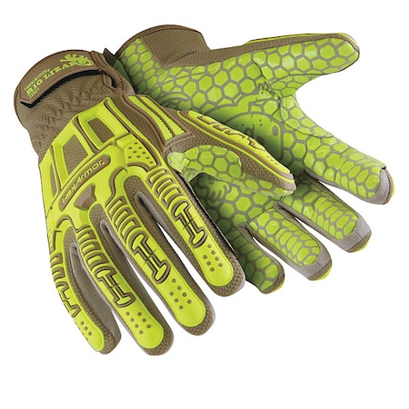 Mechanics Gloves, High-Visibility Yellow, Synthetic Leather, SuperFabric(R)