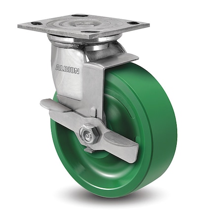 8 X 2 Non-Marking Polyurethane X-Treme Swivel Caster, Face Brake, Loads Up To 1000 Lb