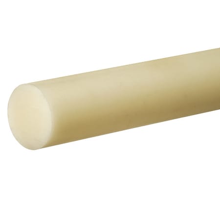 Off-White PTFE PTFE Plastic 6 Ft L, 1/2 In Dia.