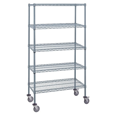 Mobile Stem Caster Cart,Gray,5 Shelves