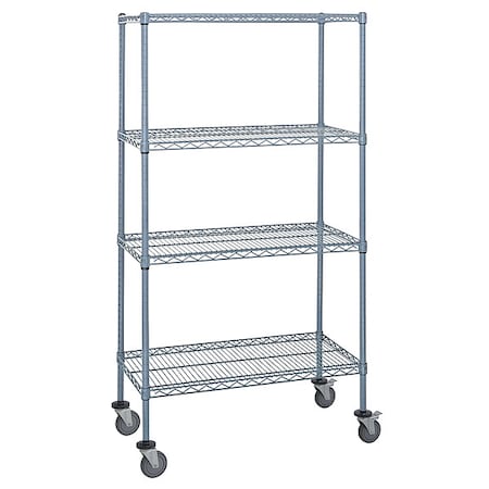 Mobile Stem Caster Cart,Gray,4 Shelves