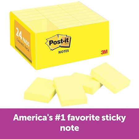 Sticky Notes,1 3/8 In X 1 7/8 In Sz,PK24