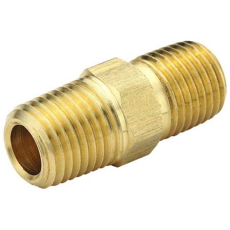 Hex Nipple, Brass, 1/8 In Pipe Size,MNPT