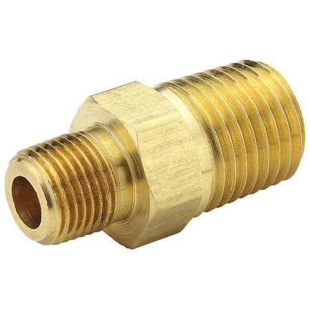 Hex Reducing Nipple, Brass, 3/8 X 1/4 In