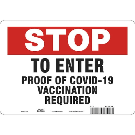 Employee/Visitor Vaccine Proof Sign, 60YG09