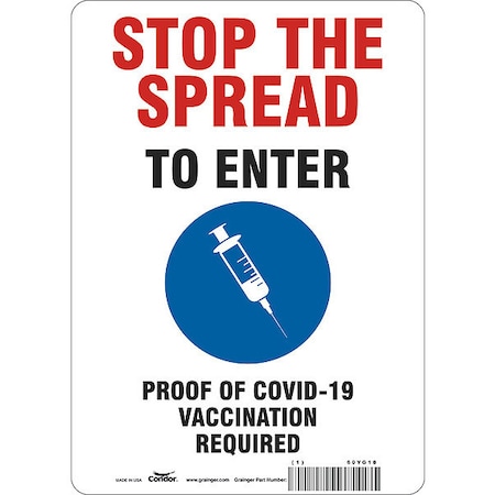 Employee/Visitor Vaccine Proof Sign, 60YG18