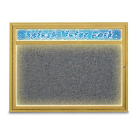 Corkboard,48x36,Medium Grey/Gold