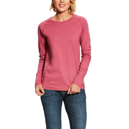 Womens FR Crew Longsleeve Tee,Red,L