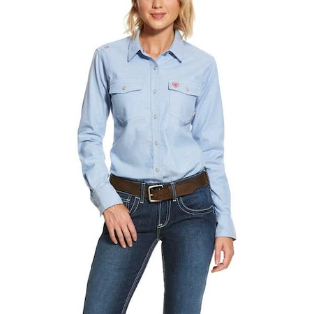 Womens FR Button Down Shirt,Blue,XL