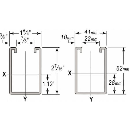 HG Strut,w/Holes,1-5/8x2-7/16,10 Ft.