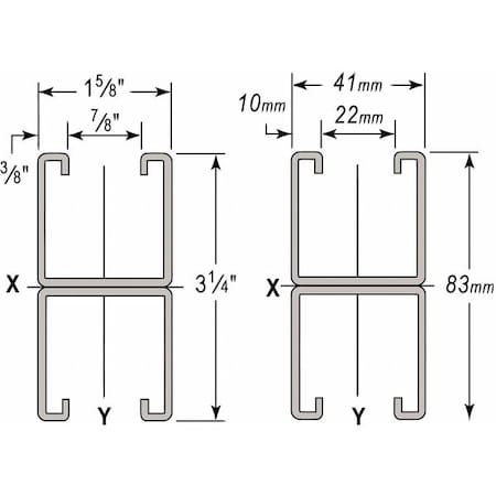 PG Strut,Combo,1-5/8x3-1/4,10 Ft.