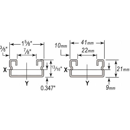 HG Strut,w/Holes,1-5/8x13/16,10 Ft.