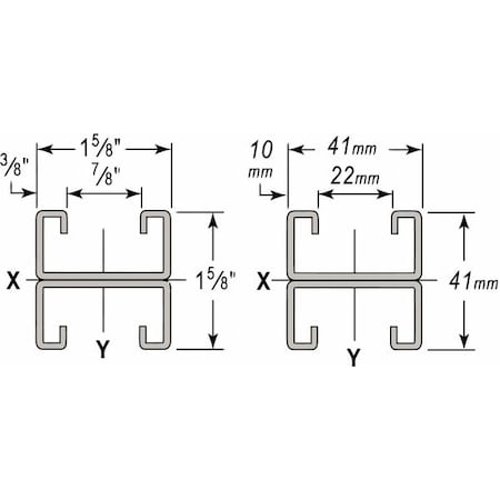 PG Strut,Combo,1-5/8x1-5/8,10 Ft.