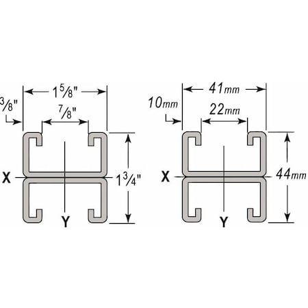 Gold Strut,Combo,1-5/8x1-3/4,10 Ft.