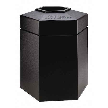 45 Gal Hexagon Trash Can, Black