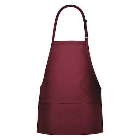 Bib Apron,3-Pocket,F10XL,Burgundy