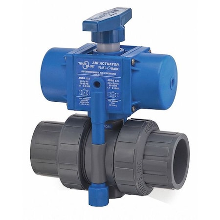 Air Actuated Ball Valve,PVC,1-1/2,V,Npt