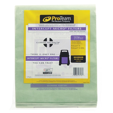 Intercept Micro Filter Bag, Fits ProGuard Wet/Dry 10 Gal., 3PK