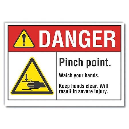 Danger Sign, 10 In Height, 14 In Width, Polyester, Horizontal Rectangle, English