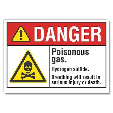 Poisonous Gas Danger Reflective Label, 10 In H, 14 In W,English, LCU4-0032-RD_14X10