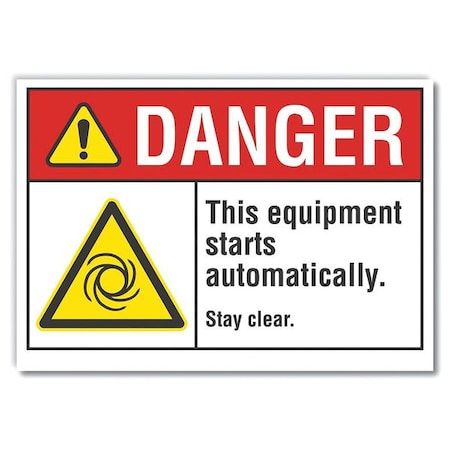 Danger Sign, 10 In Height, 14 In Width, Non-PVC Polymer, Horizontal Rectangle, English