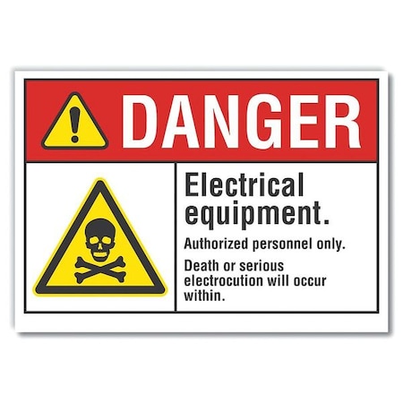 Refldecaldanger Electrical, 14x10, Header Background Color: Red, Yellow