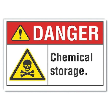 Chemicals Danger Reflective Label, 7 In H, 10 In W,English, LCU4-0037-RD_10X7