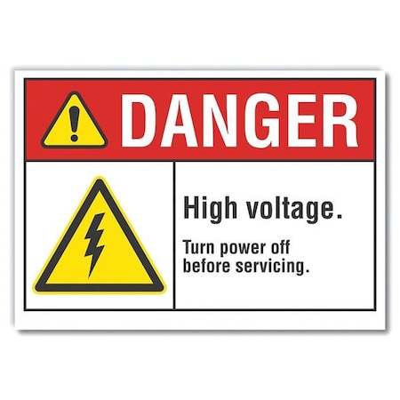 Decaldanger High Voltage Turn, 7x5, Sign Background Color: White