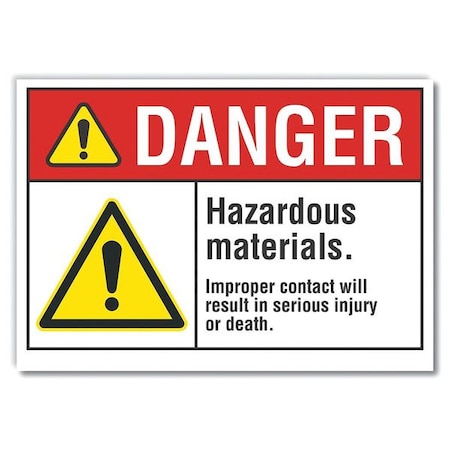Hazardous Materials Danger Reflective Label, 3 1/2 In H, 5 In W,LCU4-0063-RD_5X3.5