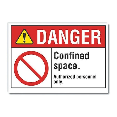 Decaldanger Confined Space, 14x10, Sign Shape: Rectangle