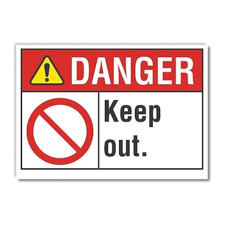 Danger Sign, 7 In H, 10 In W, Non-PVC Polymer, Vertical Rectangle, English, LCU4-0121-ED_10x7