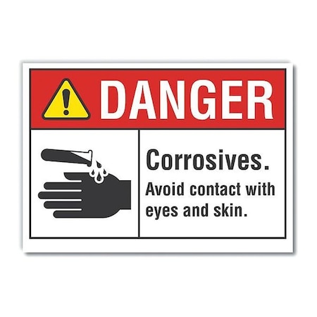 Corrosive Materials Danger Reflective Label, 3 1/2 In H, 5 In W,LCU4-0149-RD_5X3.5